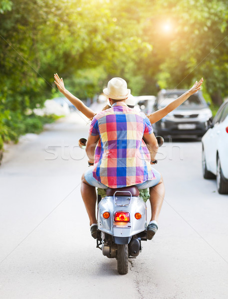 [[stock_photo]]: Heureux · équitation · vintage · rue