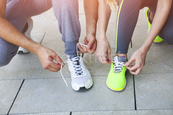 Frau Mann Laufschuhe Training Fitness Stock foto © dashapetrenko