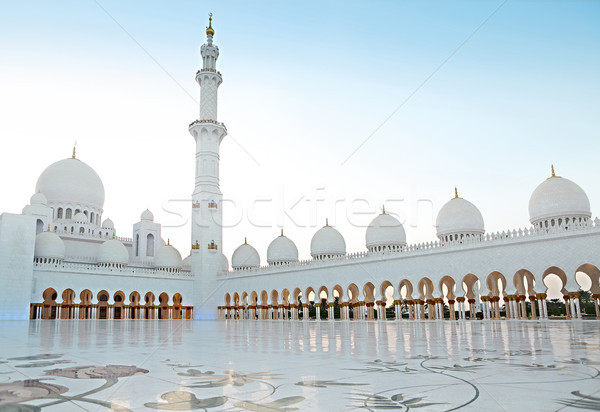 Moskee avond Verenigde Arabische Emiraten Abu Dhabi hemel aanbidden Stockfoto © dashapetrenko