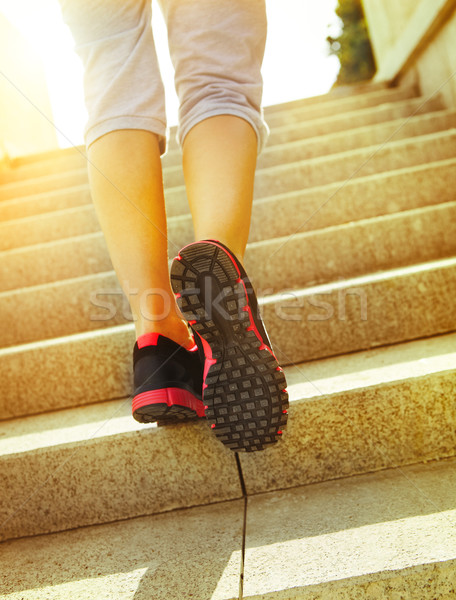 Runner feet running on road closeup on shoes Stock photo © dashapetrenko