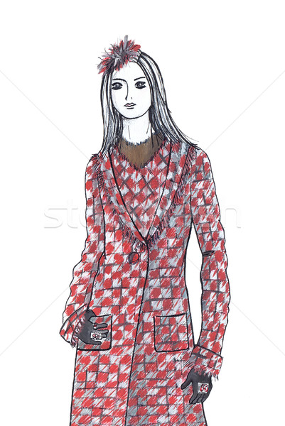 Kadın sonbahar elbise kat mürekkep Stok fotoğraf © dashapetrenko