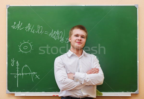 Student standing near the blackboard in the classroom Stock photo © dashapetrenko