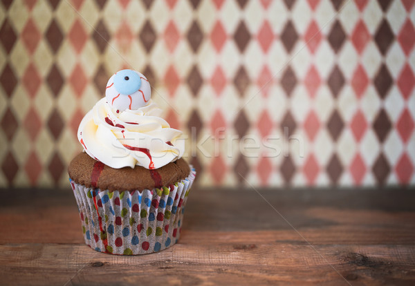 Halloween design cupcake on dark background Stock photo © dashapetrenko