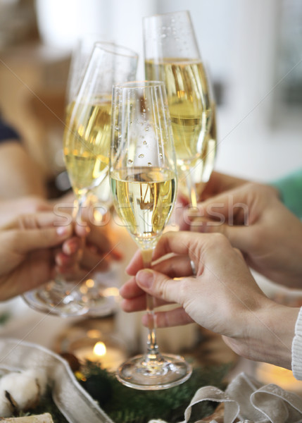Group of friends toasting with champagne while having Christmas  Stock photo © dashapetrenko