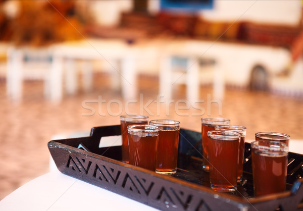 Hot tunisian tea on the tray Stock photo © dashapetrenko