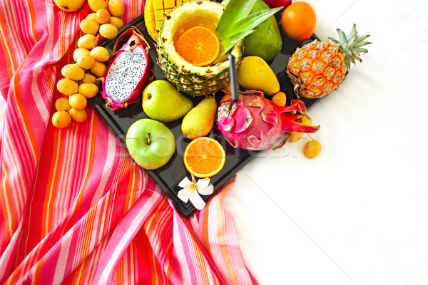 Exotic fruits on the tray Stock photo © dashapetrenko