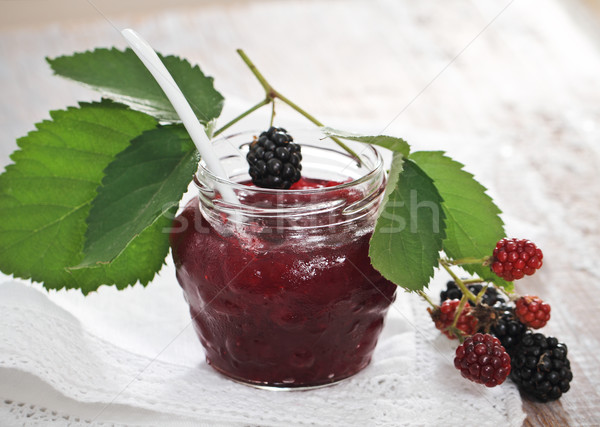 Blackberry jam and fresh blackberries Stock photo © dashapetrenko