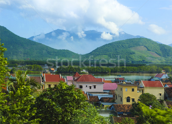 [[stock_photo]]: Pêche · bateaux · mer · Asie · ville · ciel