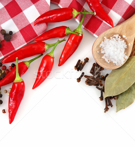 Foto stock: Especias · blanco · espacio · de · la · copia · verde · ensalada · cocina