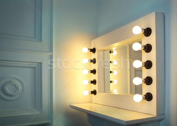 Mirror with bulbs for make up Stock photo © dashapetrenko