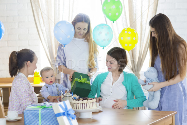 Pregnant woman with friends at a baby shower Stock photo © dashapetrenko