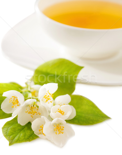 [[stock_photo]]: Tasse · jasmin · thé · isolé · blanche