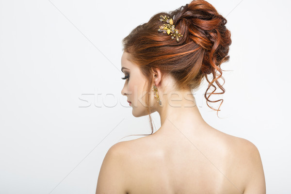 年輕 漂亮 女孩 髮型 化妝 面對 商業照片 © dashapetrenko