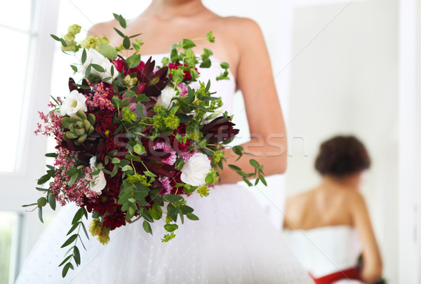 Stockfoto: Handen · bruid · ongebruikelijk · sappig · bloemen