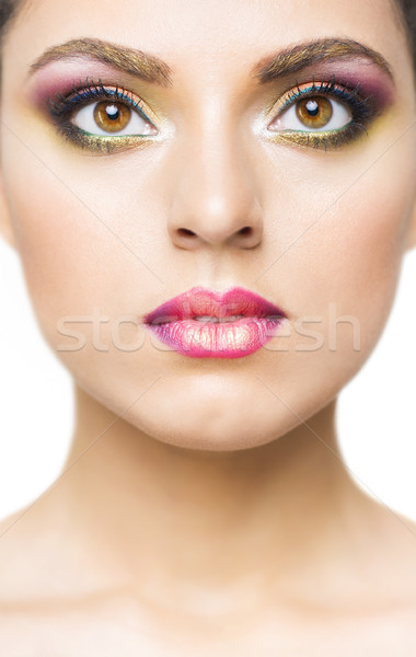 Close up portrait of a beautiful young model with bright make up Stock photo © dashapetrenko