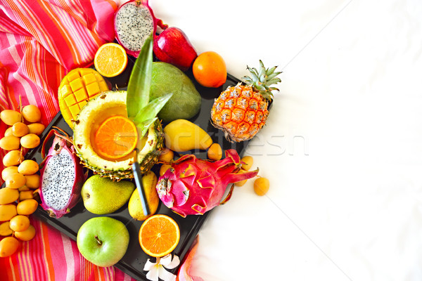 Exotic fruits on the tray Stock photo © dashapetrenko