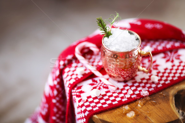 Stock photo: Cold Moscow Mules cocktail with ginger beer, vodka, lime and ice