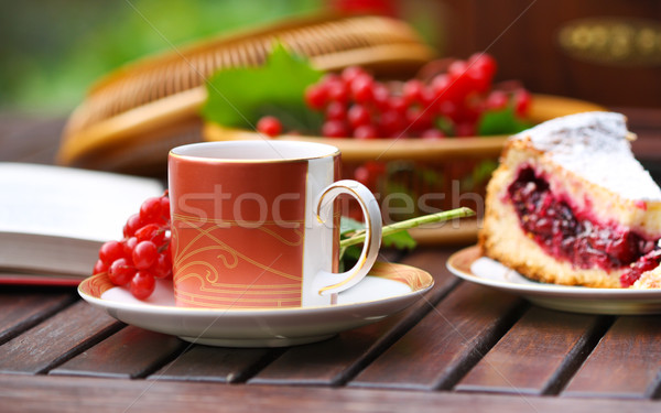 Tea with the cherry pie Stock photo © dashapetrenko