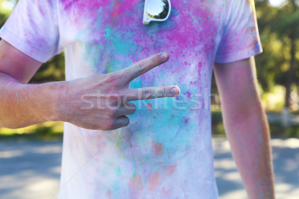 Young man on holi color festival Stock photo © dashapetrenko