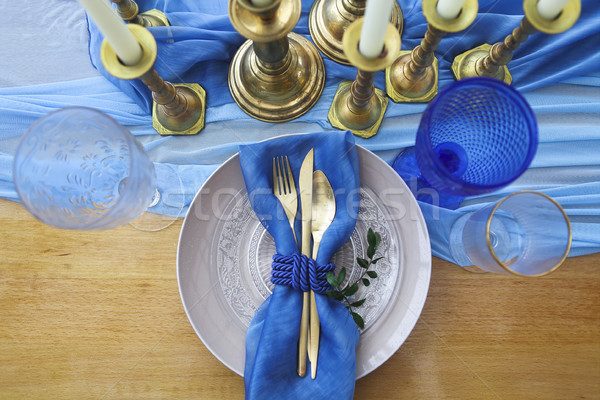 Table setting in vintage style is decorated with candles  Stock photo © dashapetrenko