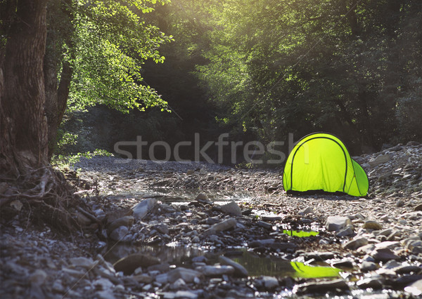 Tourist tent in camp near the mountain river  Stock photo © dashapetrenko