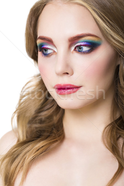 Portrait of a beautiful young blond model with bright make up Stock photo © dashapetrenko