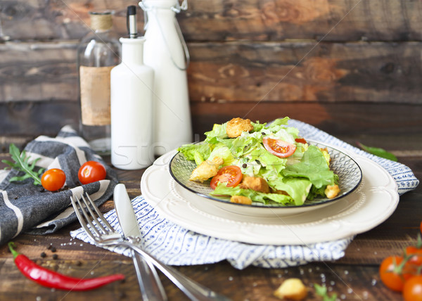 Healthy Grilled Chicken Caesar Salad with Cheese and Croutons  Stock photo © dashapetrenko