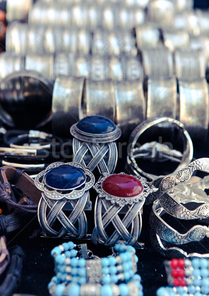 Traditional metal bracelets on the market of Tunisia Stock photo © dashapetrenko