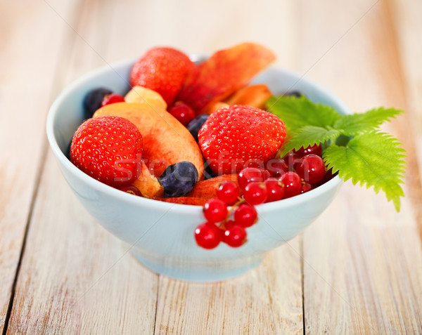 Delicious fresh fruits served in bowl  Stock photo © dashapetrenko