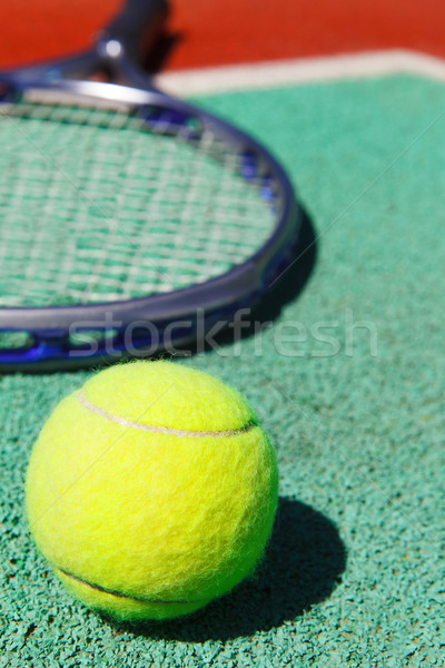 Close up of tennis racquet and ball Stock photo © dashapetrenko