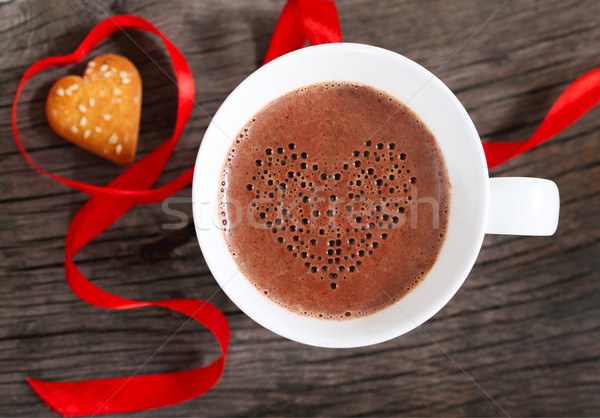 Foto stock: Taza · chocolate · caliente · cookies · decorado · alimentos