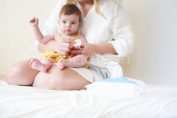 Young woman in the morning with small girl Stock photo © dashapetrenko