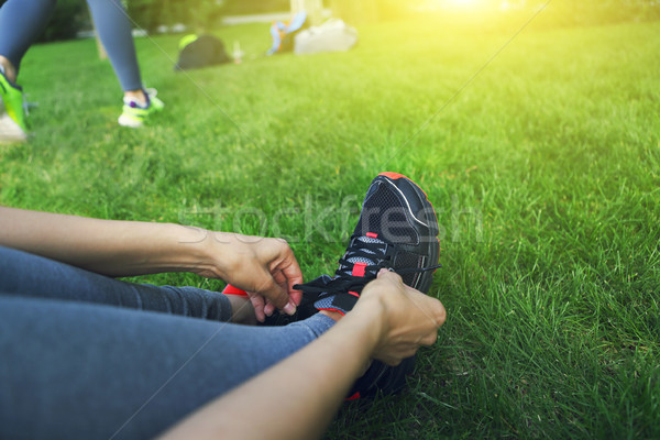 Foto stock: Mujer · zapatillas · entrenamiento · fitness