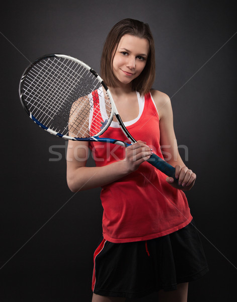[[stock_photo]]: Portrait · adolescente · raquette · sport