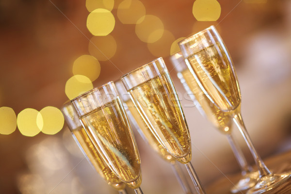 Stockfoto: Champagne · bril · gouden · partij · viering · achtergrond