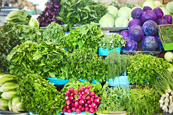 Greenery and herbs at asian market Stock photo © dashapetrenko