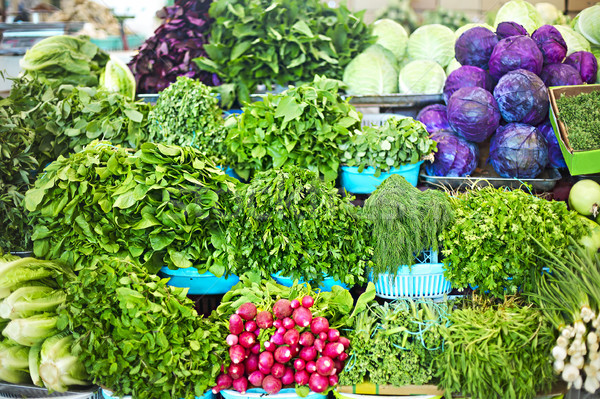 Grün Kräuter asian Markt Gemüsemarkt Frühling Stock foto © dashapetrenko