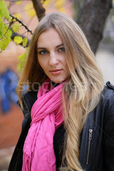 The girl in the pink scarf Stock photo © dashapetrenko