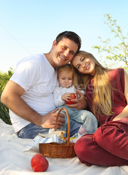 Foto d'archivio: Felice · giovani · famiglia · bambino · esterna · estate