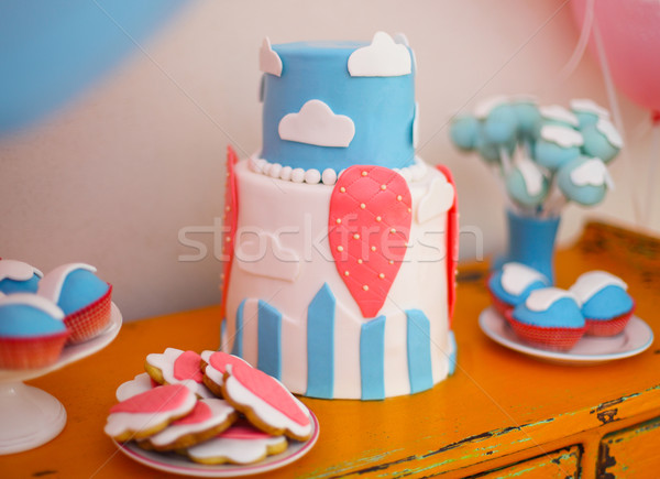 Sweet table with big cake, cupcakes, cake pops  Stock photo © dashapetrenko