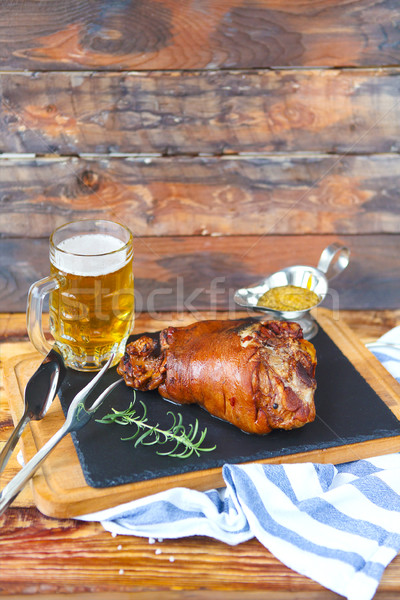 Roasted pork leg (rulka) served with garlic sauce Stock photo © dashapetrenko