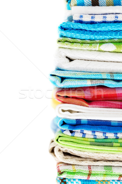 Pile of linen kitchen towels Stock photo © dashapetrenko