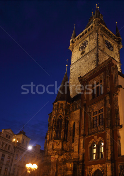 Stockfoto: Oude · binnenstad · hal · markt · vierkante · nacht · Praag