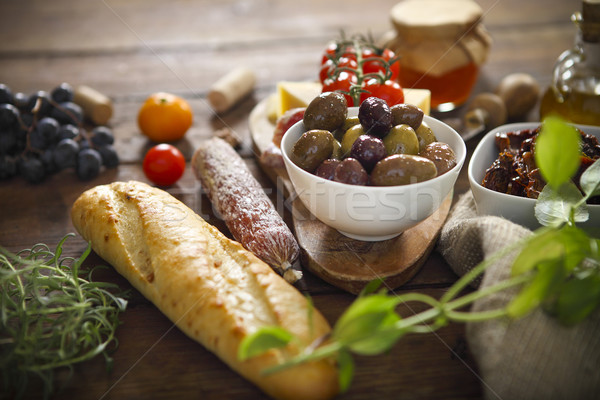 Italienisches Essen Zutaten Holz Holztisch Hintergrund Tabelle Stock foto © dashapetrenko