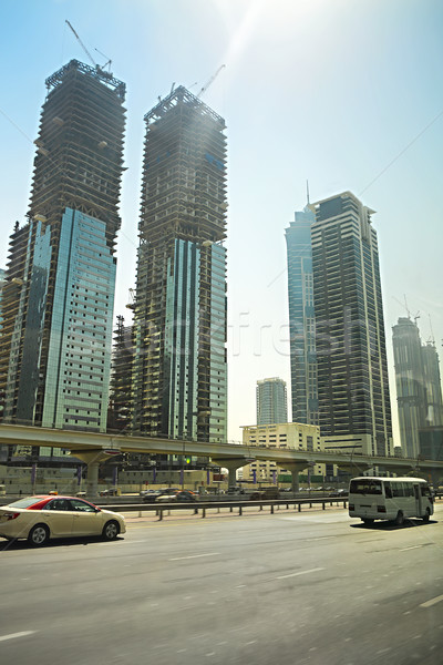 Dubai forgalom figyelmeztetés forgalmi dugó autó utca Stock fotó © dashapetrenko