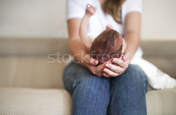 Fiatal anya tart újszülött gyermek anya Stock fotó © dashapetrenko