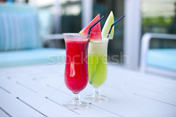 Gläser frisches Obst Saft Obst Glas bar Stock foto © dashapetrenko
