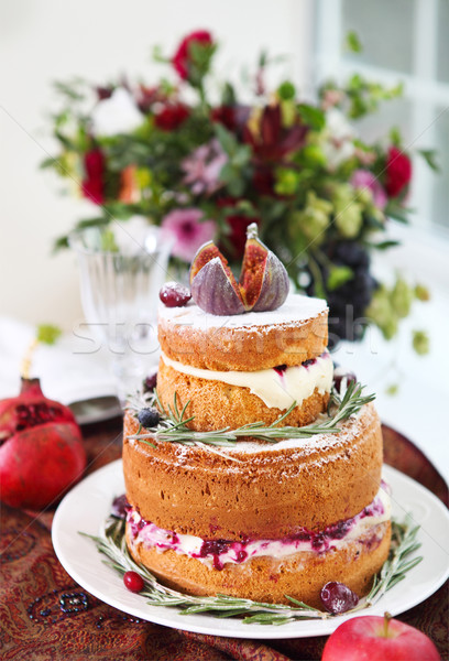 Dessert table for a party. Ombre cake, cupcakes, sweetness and f Stock photo © dashapetrenko