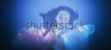 Sualtı portre kadın yüzme havuzu su Stok fotoğraf © dashapetrenko
