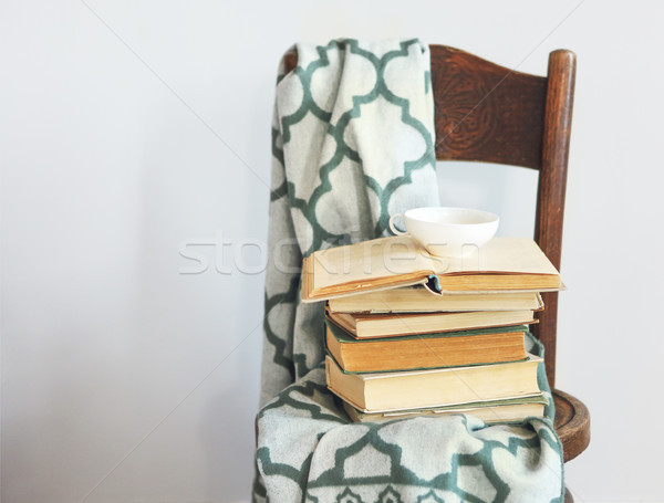 Cup on pile of books Stock photo © dashapetrenko
